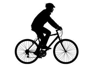 Naklejka premium Man Riding a Bicycle Silhouette Profile.
