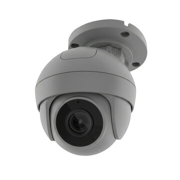 Gray dome security camera on white background isolated on transparent background