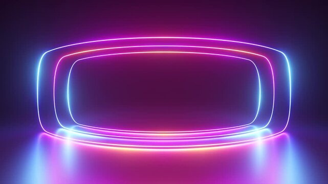 Glowing neon outline with soft gradient light on a dark background. Seamless loop for futuristic UI, titles, and technology promos.