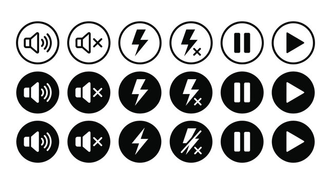 Multimedia player and audio control icon set for interface design with multimedia, interface