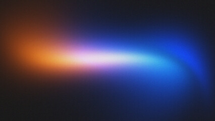 Naklejka premium Grainy Gradient Background Texture - Blue and Orange Neon Light Leak Noise Wallpaper
