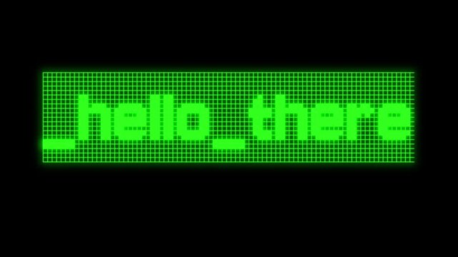 Hello There greeting text on computer screen with green glowing retro style pixelated font