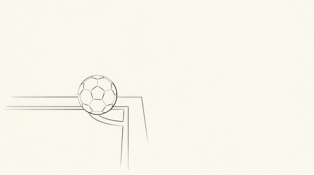 Minimalist Illustration of a Soccer Ball Near Goal Corner Line