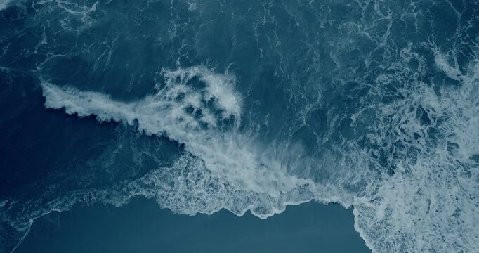 Night scene aerial video top-down tropical beach sea