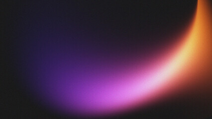 Naklejka premium Grainy Neon Wave Light Leak - Abstract Purple and Gold Curved Noise Texture