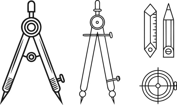 Mechanical drafting compasses, precision calipers, and engineering tools