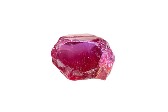 Very rare natural rough cat&rsquo;s eye rhodolite garnet gemstone on white background, garnet with an optical phenomenon