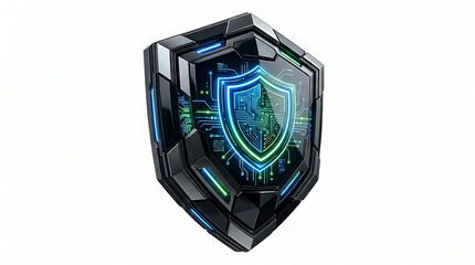Fototapeta premium Modern digital shield with futuristic circuit board design isolated image transparent background