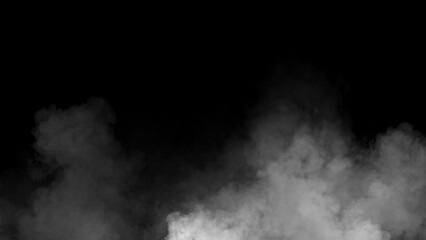Fototapeta premium Fog and mist effect on black background. Smoke texture overlays. Design element.