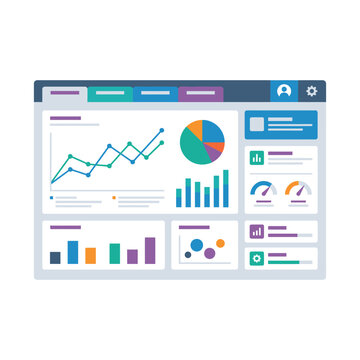 Business dashboard with charts, graphs, and reporting panels used in data analysis systems, management platforms, and corporate monitoring projects