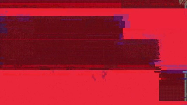 Digital abstract pixelated redblue geometric shapes depicting broken screen noise signal glitch suitable for technology backgrounds and digital art projects.