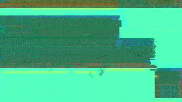 Digital glitch abstract image with pixelated neon colors suitable for tech backgrounds, digital art projects, website design, and multimedia.