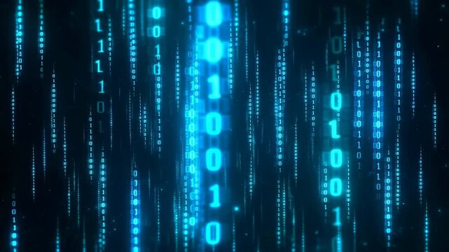 Abstract digital code streams on a dark background