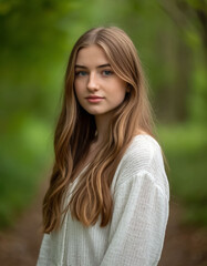 Fototapeta premium Summer Street Portrait of Young Girl, Casual Outdoor Photo for Lifestyle, Fashion or City Vacation Concept
