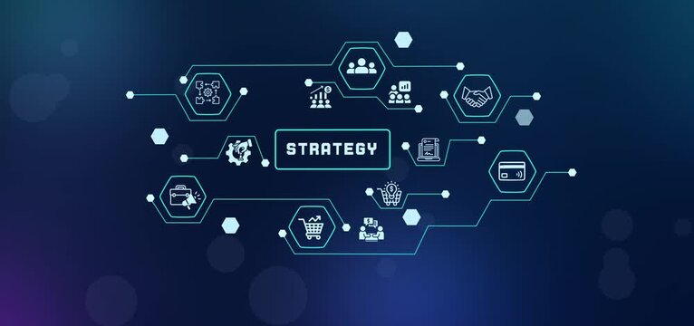 Strategic business planning model visualizing long term goals company objectives and corporate development.