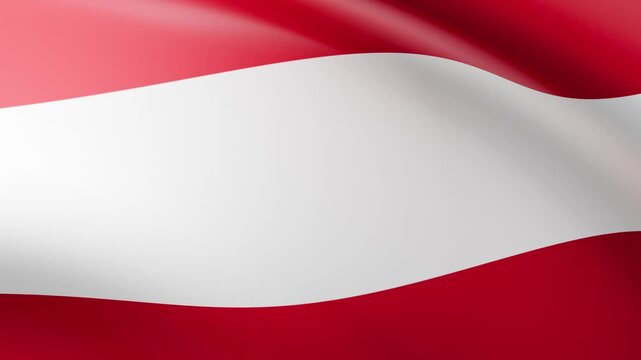 3D animation of the  Austria flag waving with realistic cloth physics and close-up view