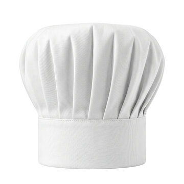 Tall white pleated fabric chef hat toque