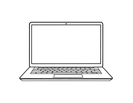 Open Laptop Computer on White Background.