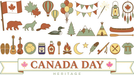 Canada Day heritage icons banner and symbolsCanada Day heritage icons banner and symbols © MDSAKIB