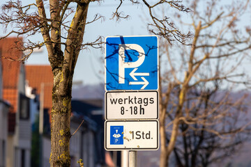 German parking sign declaring weekday limited time © Karina