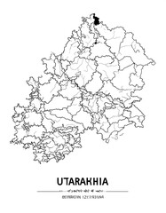 Fototapeta premium A black and white line drawing map with a highlighted area and illegible text
