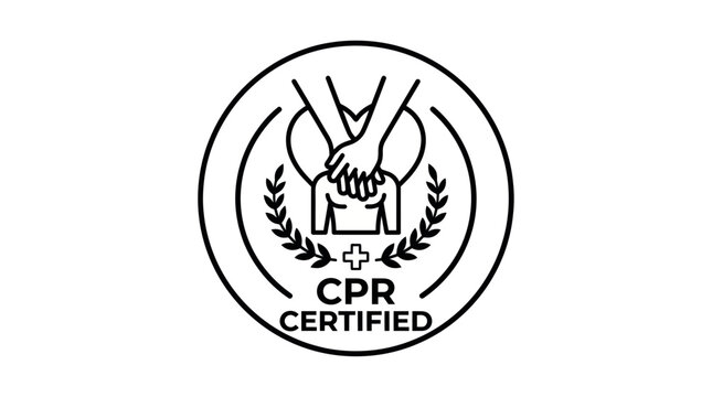 CPR Certified Badge Icon - Hands Performing Chest Compressions
