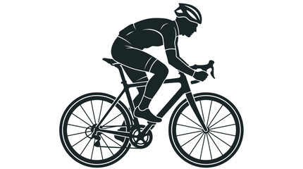 Fototapeta premium Silhouette Cyclist Riding Bicycle On White Background