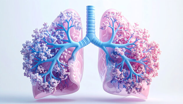 Anatomical illustration of healthy pink lungs