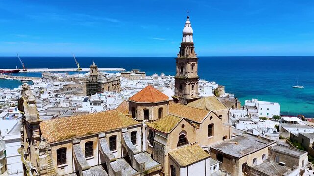 View of Monopoli, a town in the Metropolitan City of Bari, Apulia, Italy, located on the Adriatic Sea