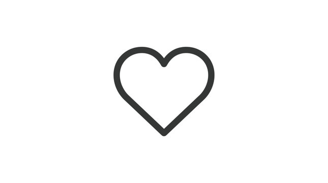 Minimalist black outline heart shape graphic illustration showcasing a clean simple romantic symbol of love and affection for digital media projects or social network interface design elements on whit