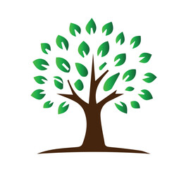 Fototapeta premium Green tree logo representing nature, sustainability, environmental protection, organic products, agriculture, and eco-friendly businesses
