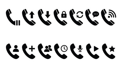Fototapeta premium Comprehensive set of telephone communication icons with communication telephone connection