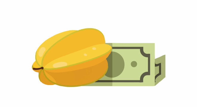 Yellow Bell Pepper Squeezing Out Dollar Bill Illustration.