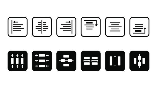 Document text alignment and formatting icons with alignment formatting document paragraph
