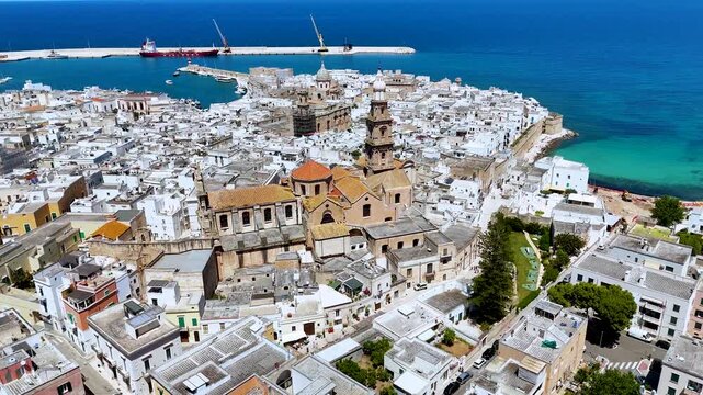 View of Monopoli, a town in the Metropolitan City of Bari, Apulia, Italy, located on the Adriatic Sea
