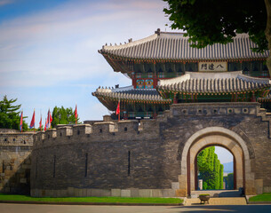 Obraz premium Suwon Hwaseong Fortress Gate in Suwon‑si, Gyeonggi‑do, South Korea