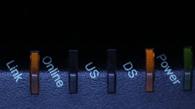Macro view of a Wi-Fi router during reboot