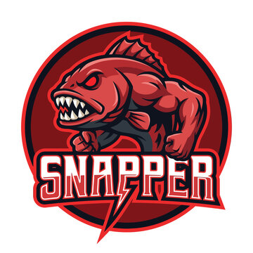 Red Snapper Fish Mascot Logo for Sports or Gaming