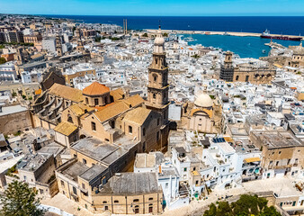 Naklejka premium View of Monopoli, a town in the Metropolitan City of Bari, Apulia, Italy, located on the Adriatic Sea