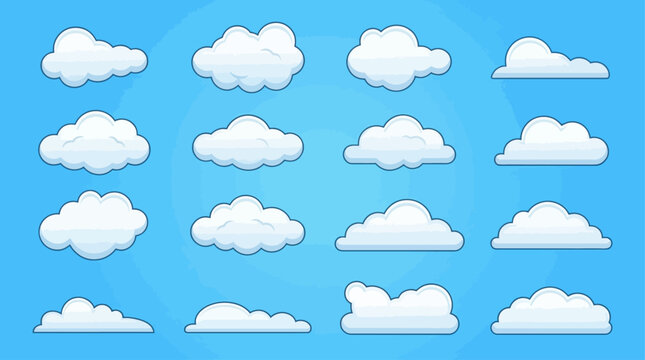 Clouds float gently across a clear blue sky with various white cloud shapes.