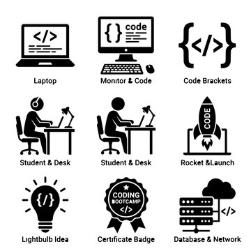 Programming and Coding Development Icon Set