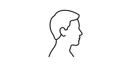 Side profile portrait view of a man head silhouette outline minimal line art design element vector image for avatar and person identity. © Muhammad