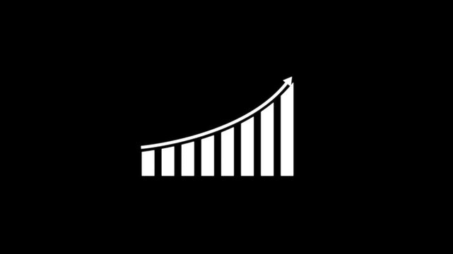 Business growth concept in graph chart showing marketing sales profit increasing to future target. business graph bars columns growth animation arrow on black .Business graph chart growing business
