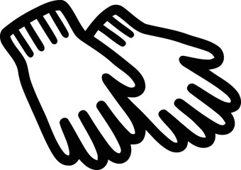 Obraz premium Simple Line Art Icon of Two White Work Gloves, Isolated on White Background