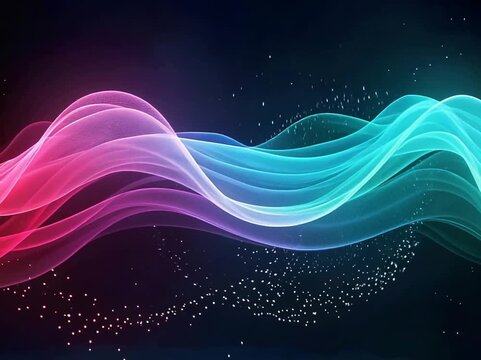 Vibrant Abstract Waves Flowing with Colorful Light and Particles