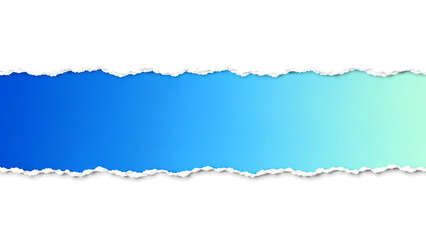 Fototapeta premium Torn paper revealing blue gradient background for creative design