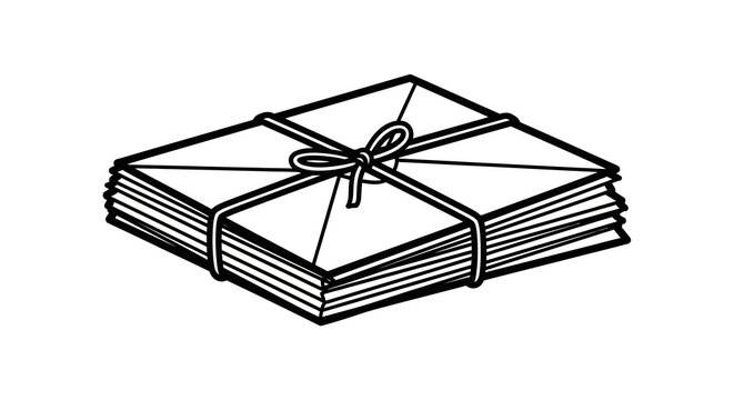 Stack of Envelopes Tied with String for Mailing.