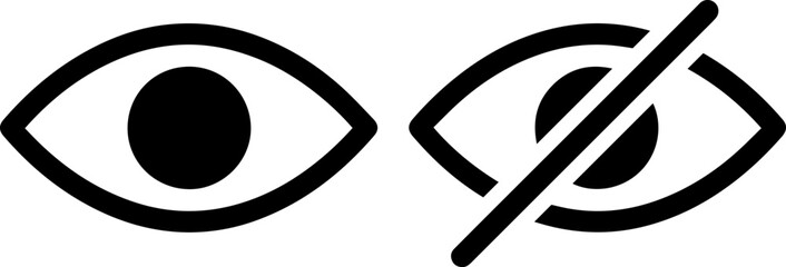 Eye icon set, view and hide symbols, vector illustration © MOHAMMAD RABBI