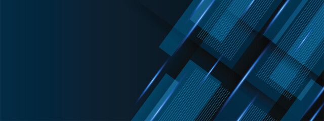 Naklejka premium Abstract Blue Futuristic Background, Vector Tech Carbon Fiber and Gold Strip Lines for Web Banner.