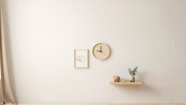 Mockup wall in the children's room on white wall background,Scandinavian style children room